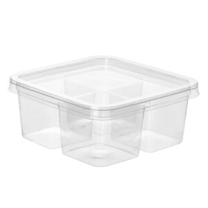 4 Section ( 7 oz Each) PET Box With Lid (200 Sets)