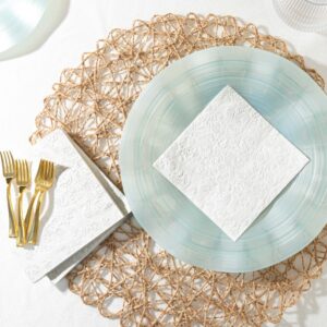 Alternative view of White Embossed Cocktail Napkins (40 count)