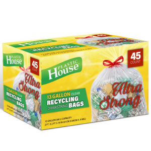 13 Gal Clear Drawstring Recycling Garbage Bags (45 Count)