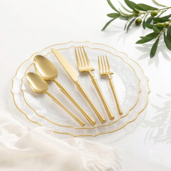 Alternative view of Ribbed Flatware Gold