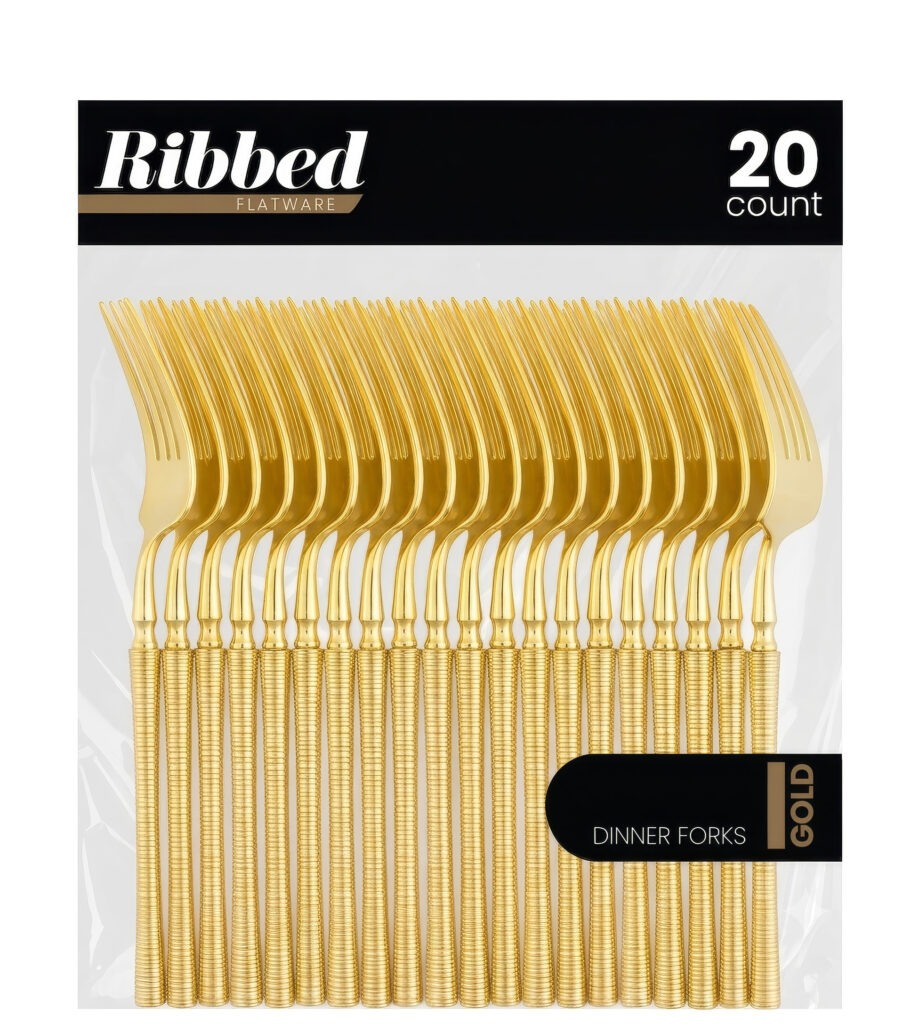 Ribbed Forks Gold (20 Count)
