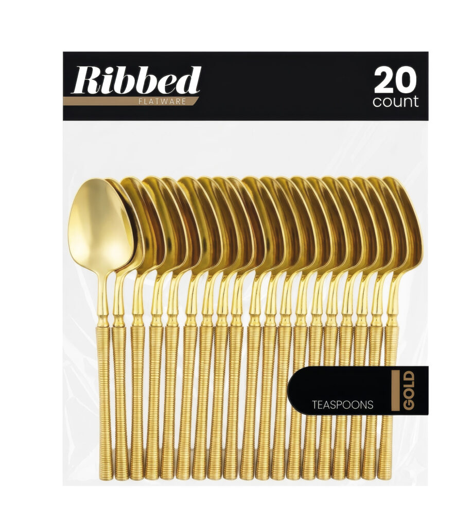 Ribbed Teaspoons Gold (20 Count)
